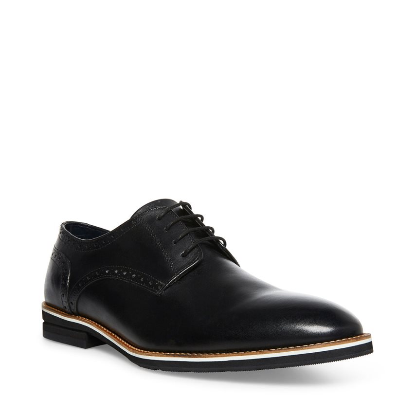 Black Steve Madden Derbyy Leather Men's Derby Shoes | PH 917016SD